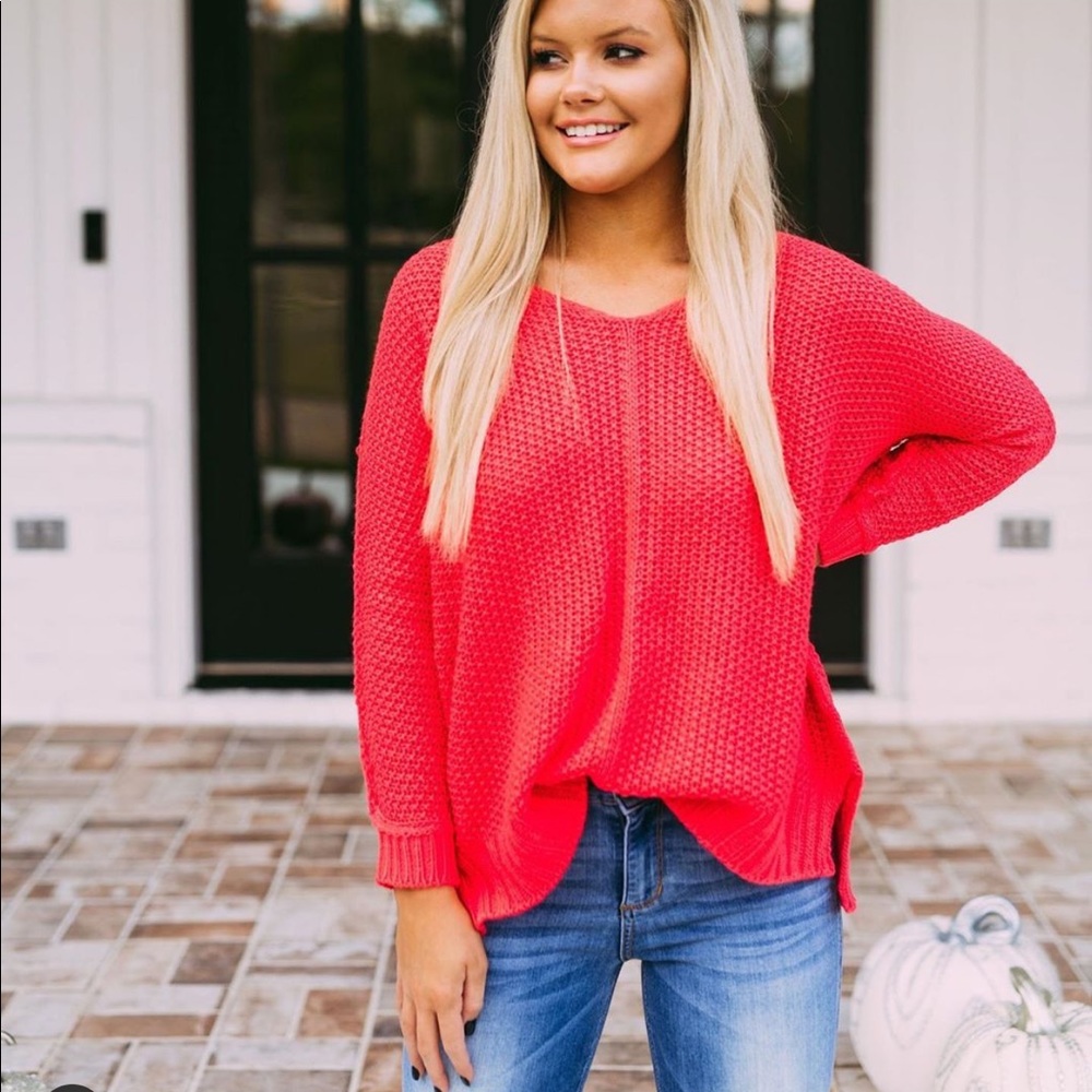TheseThree Boutique Hadyn Sweater Cherry Pink